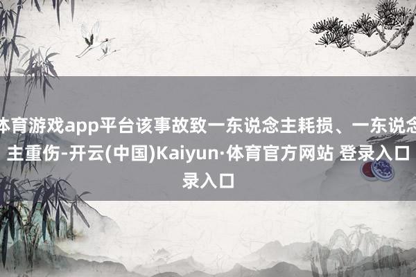 体育游戏app平台该事故致一东说念主耗损、一东说念主重伤-开云(中国)Kaiyun·体育官方网站 登录入口